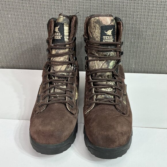 Texas Steer Camo Suede KIRIT Waterproof Work Hunting Boots Men's size 7.5W - Picture 2 of 7